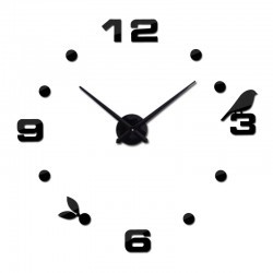 HORLOGE 3D 90CM OISEAU BLACK