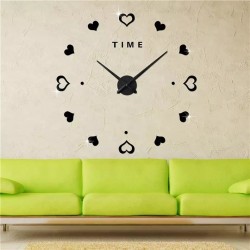 HORLOGE 3D 90CM COEURS BLACK